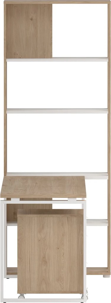 Biurko z regałem i kontenerkiem Sign jackson hickory/biały mat