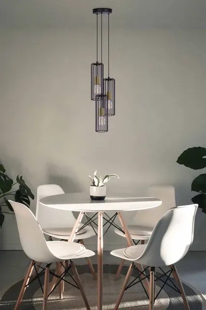 Czarno-złota industrialna lampa wisząca tuba - S776 C9-G76