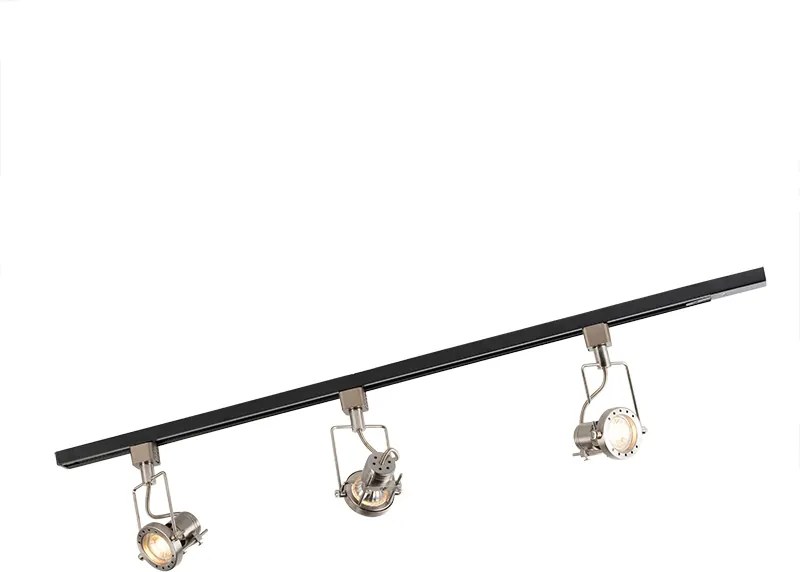 Inteligentny system szynowy 1-fazowy czarny ze stalą z 3 WiFi GU10 - Iconic Suplux