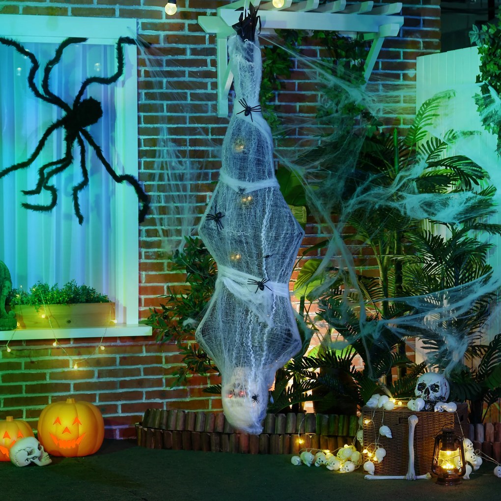 HOMCOM Halloween Mumia, Dekoracja z Efektem Dźwiękowym, z Sensorem Ruchu i LED, 60 cm x 16 cm x 170 cm