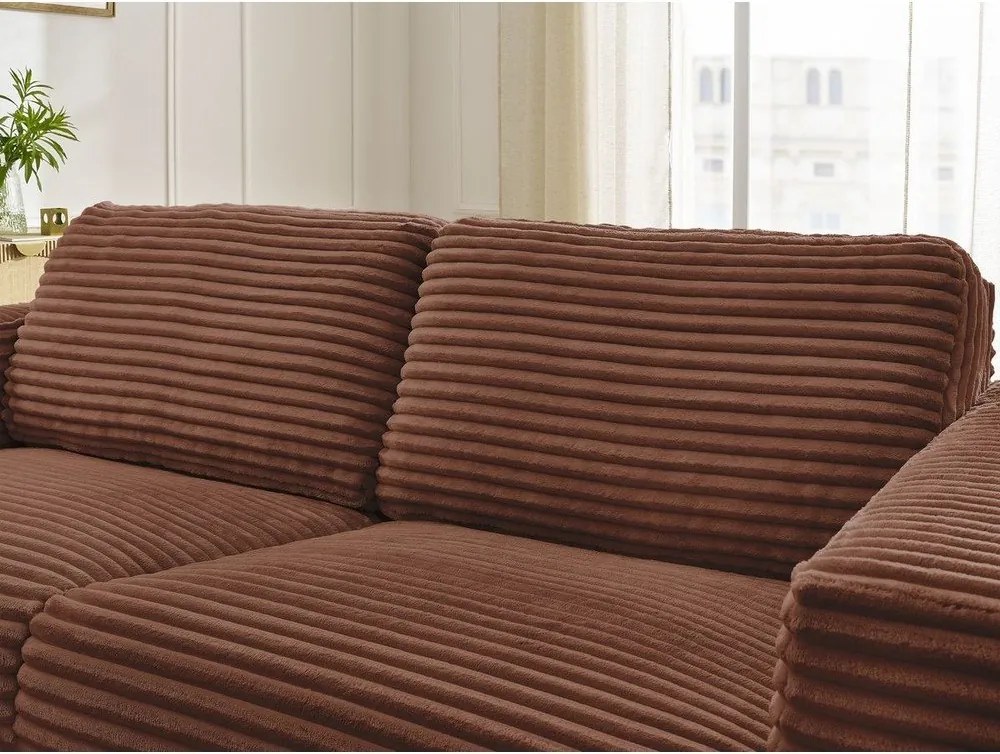 Pomarańczowa sztruksowa rozkładana sofa do spania 240 cm Hugo – Bobochic Paris