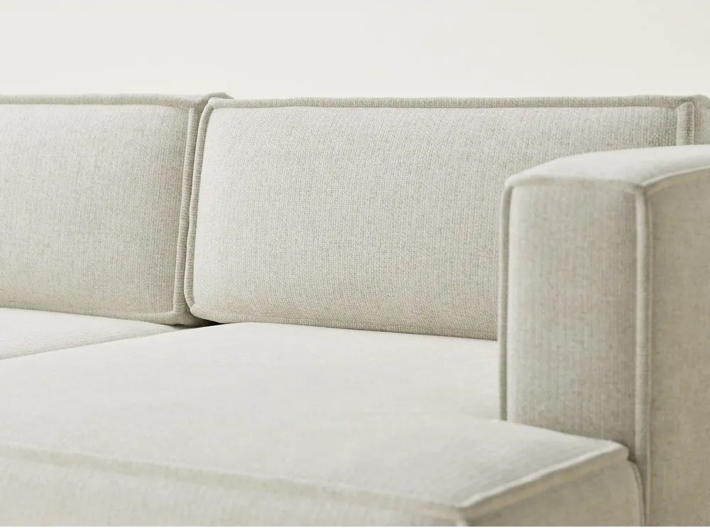 Kremowy rozkładany/ze schowkiem narożnik z tkaniny szenilowej (prawostronny/z szezlongiem) Velto – Maison de Rêve