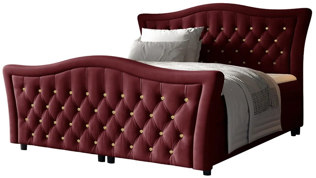 Bordowe łóżko pikowane w stylu glamour 5 rozmiarów Z8-D43