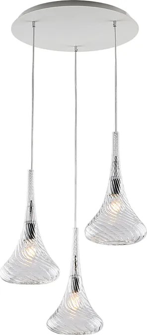 Lampa wisząca Nemesi z żelaza z przezroczystym szkłem Pyrex 3 światła 141 Ø50 BL280-S3-TR