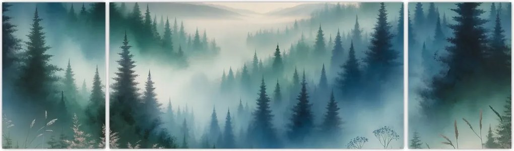 Obraz - Leśny krajobraz z mgłą (170x50 cm)