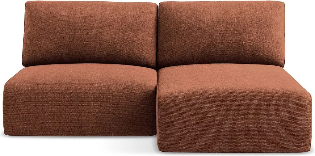 Otwarty Prawy narożnik z funkcją spania - z tkaniny szenilowej - terakota - KONA