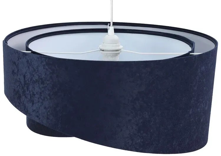 Granatowo-biała lampa wisząca welurowa - 3X EX985 S6-P29