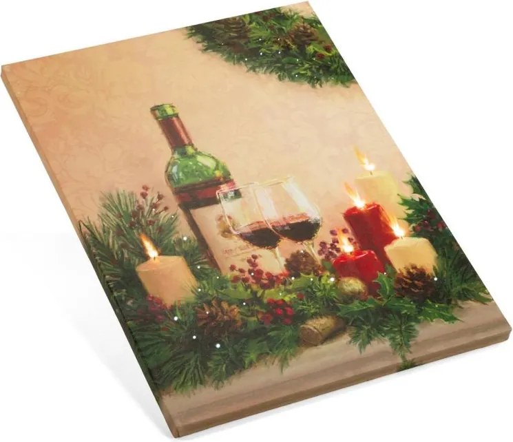 Podświetlany obraz - świece z winem, 5 LED, 30 x 40 cm