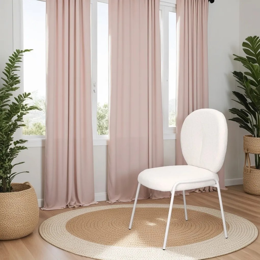 Krzesło do jadalni bez podłokietników Bianco, tkanina boucle