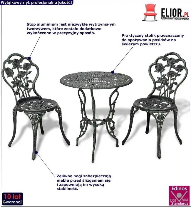Zielony komplet mebli bistro na balkon N0-W56