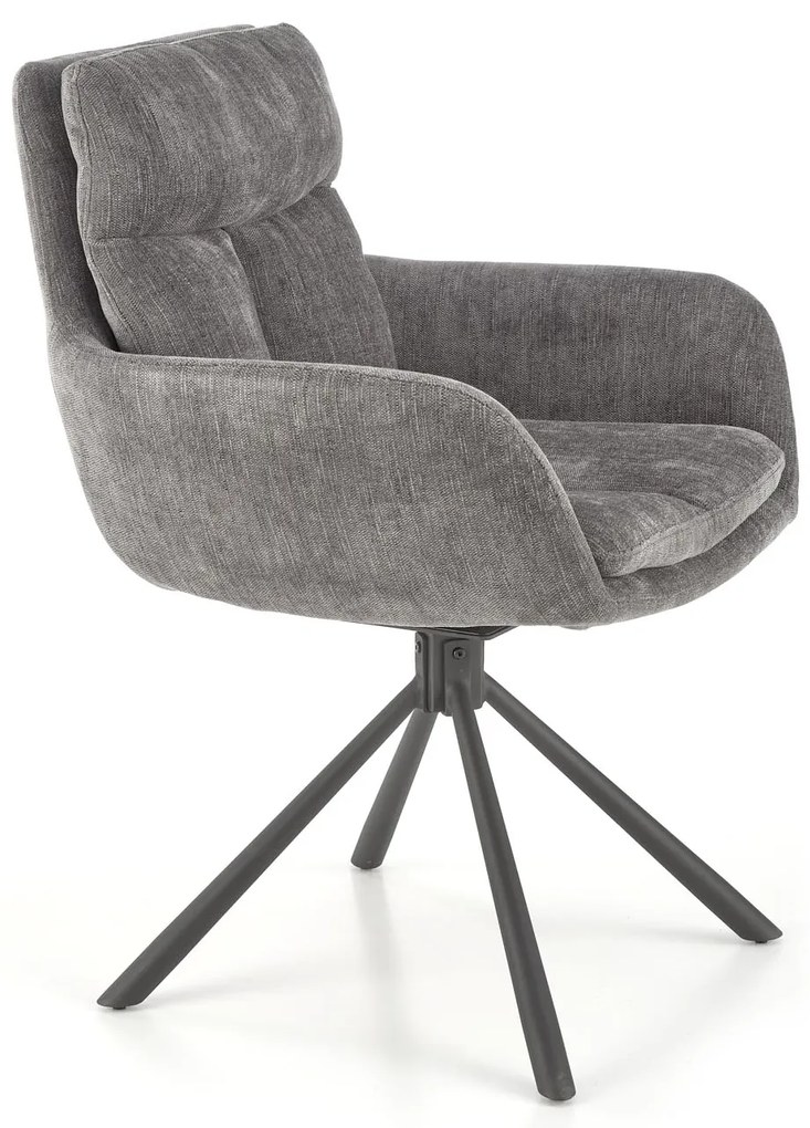 Krzesło obrotowe, szare, 360°, wygodne, nowoczesne, tkanina ODIN #15 K495