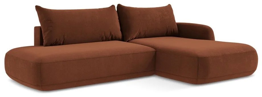 Rozkładany narożnik (prawostronny/z szezlongiem) w kolorze terakoty Hale – Makamii