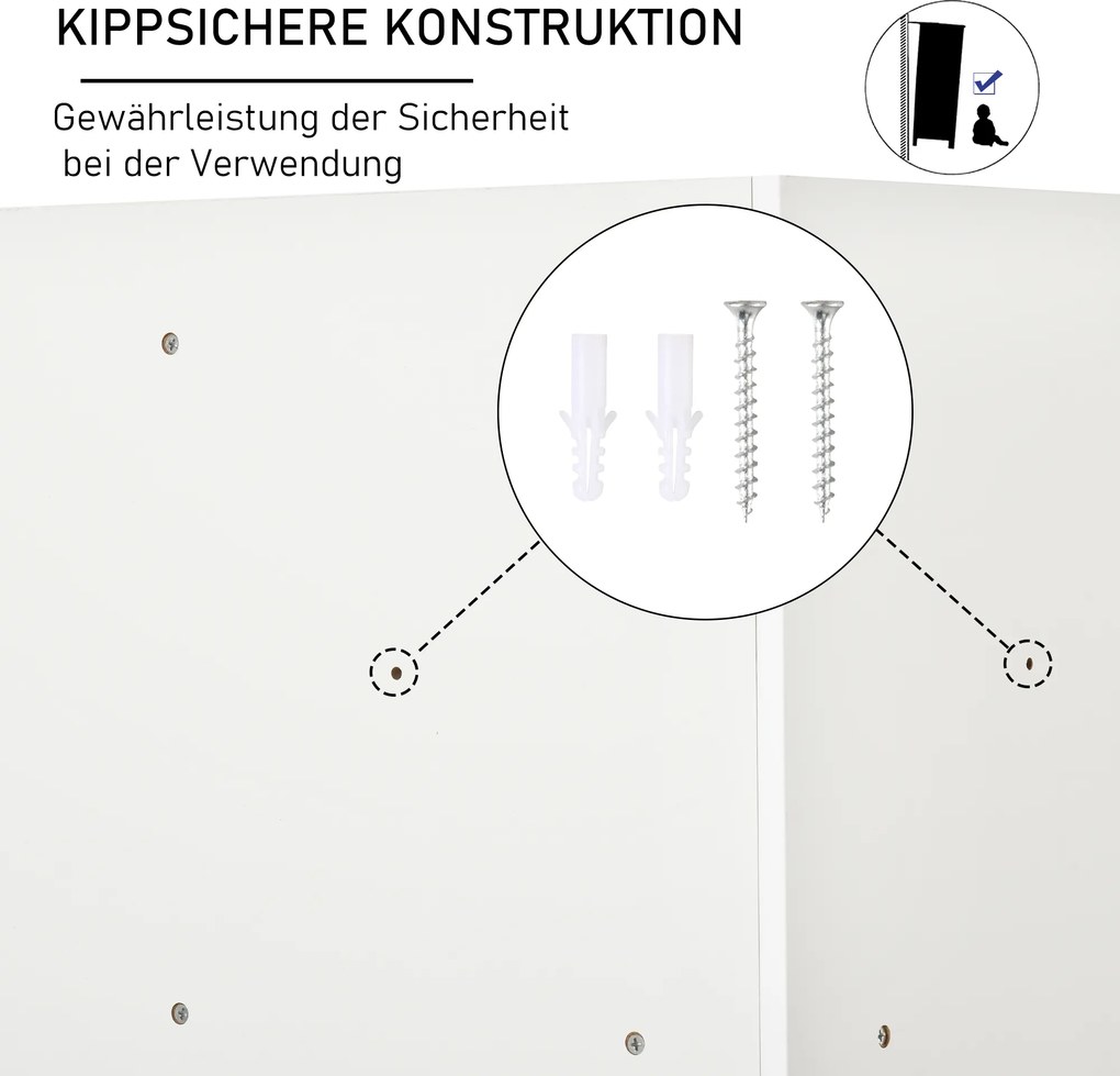 HOMCOM Regał do przechowywania dla dzieci z 3 szufladami z włókniny, MDF, zabezpieczenie przed przewróceniem, biały