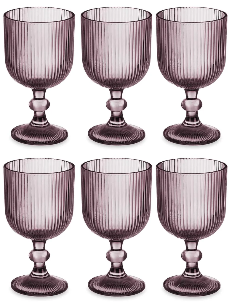 Zestaw kieliszków do wina LINES z ryflowanego szkła, 6 sztuk, 260 ml