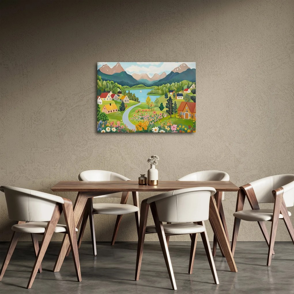 Obraz - Wioska w górach (70x50 cm)