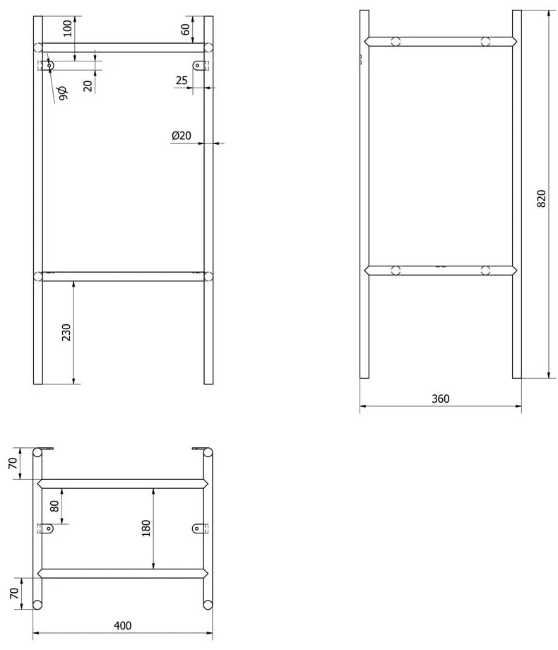 Czarny metalowy stelaż pod umywalkę 40x82 cm Puno – Sapho