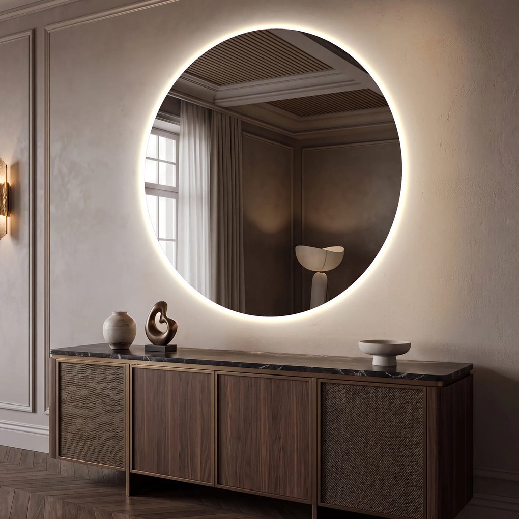 Lustro Okrągłe do Salonu Podświetlane LED L82