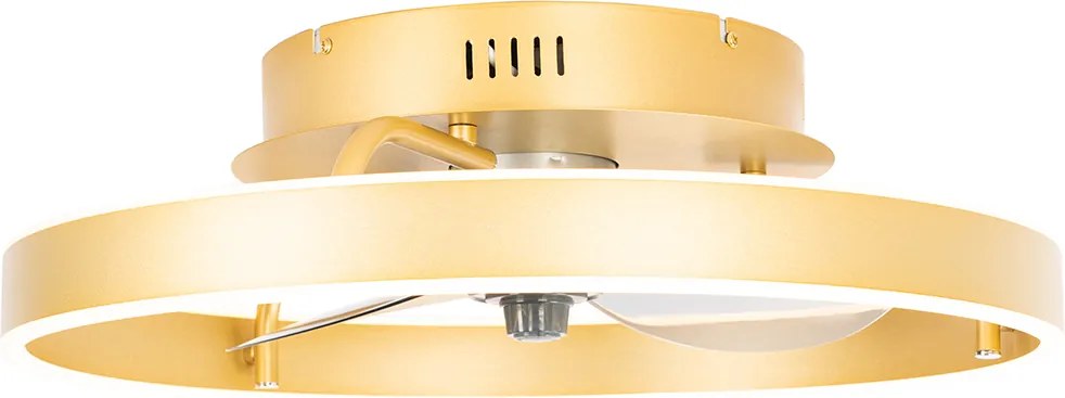 Mosiężny wentylator sufitowy z LED z pilotem - Maddy