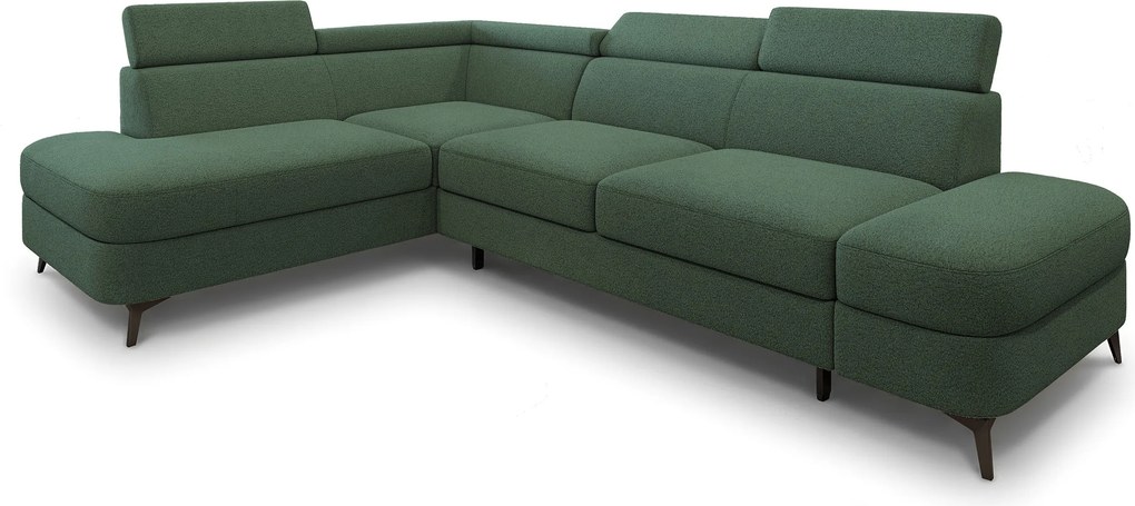 Masseno Narożnik AVISE z funkcją spania i pojemnikiem na pościel Narozniki L, Rozkładana sofa - Zielony, QUELLE 37
