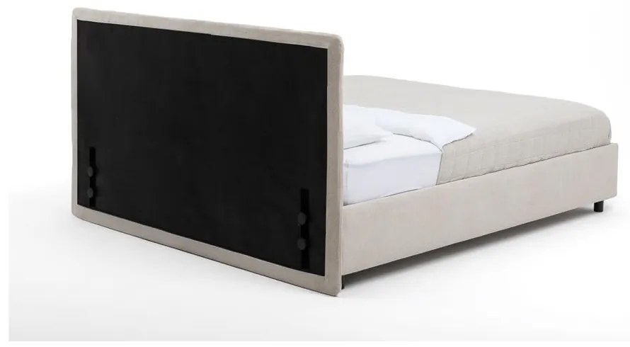 Beżowe tapicerowane łóżko dwuosobowe ze schowkiem z materacem i stelażem 180x200 cm Myra Slim Line – Bonami Selection