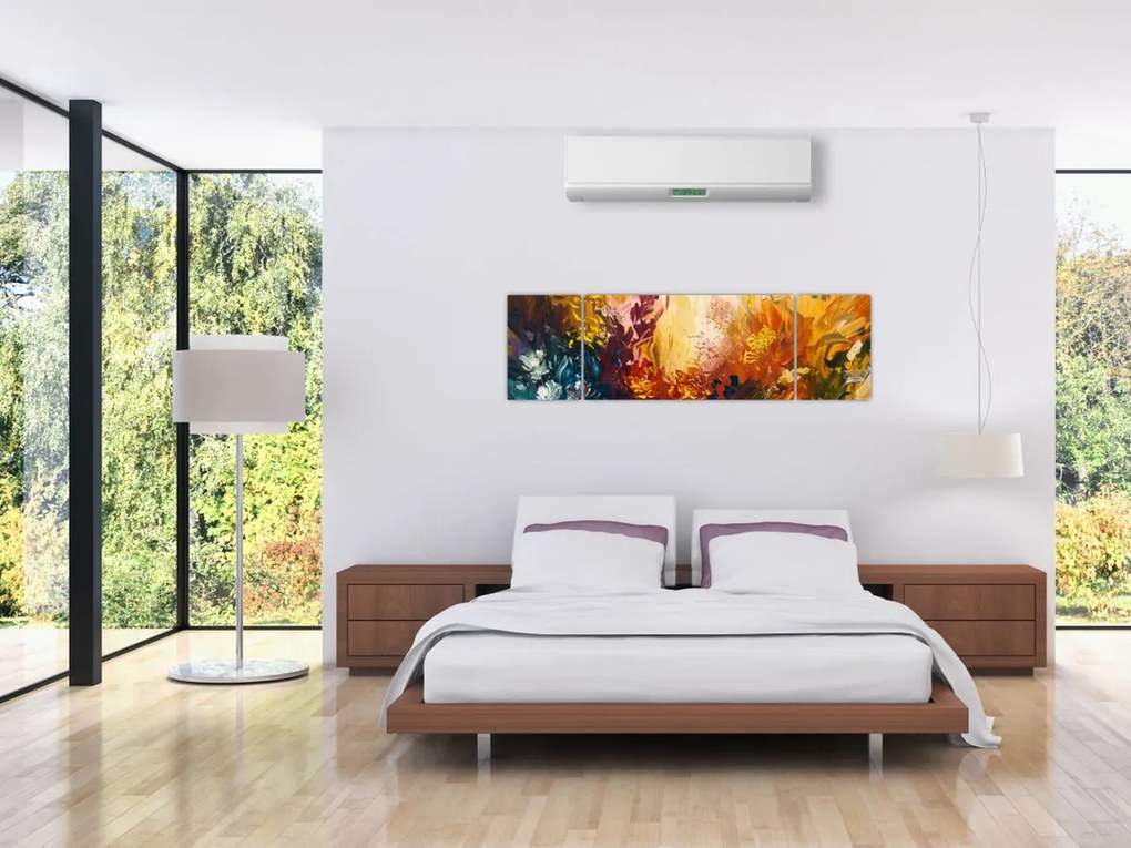Obraz - Abstrakcyjny obraz kwiatów (170x50 cm)
