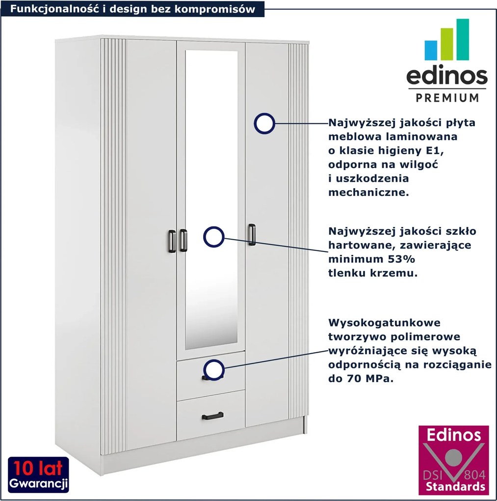 Biała skandynawska szafa trzydrzwiowa M5-C76