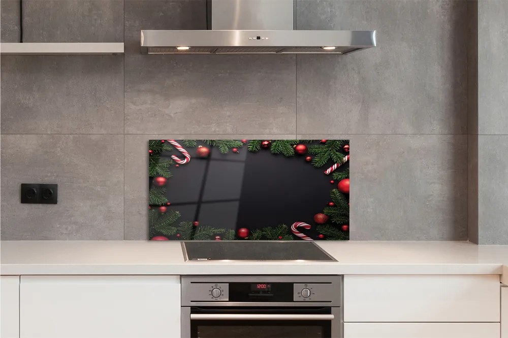 Panel szklany do Kuchni Świąteczne Słodycze i Bombki