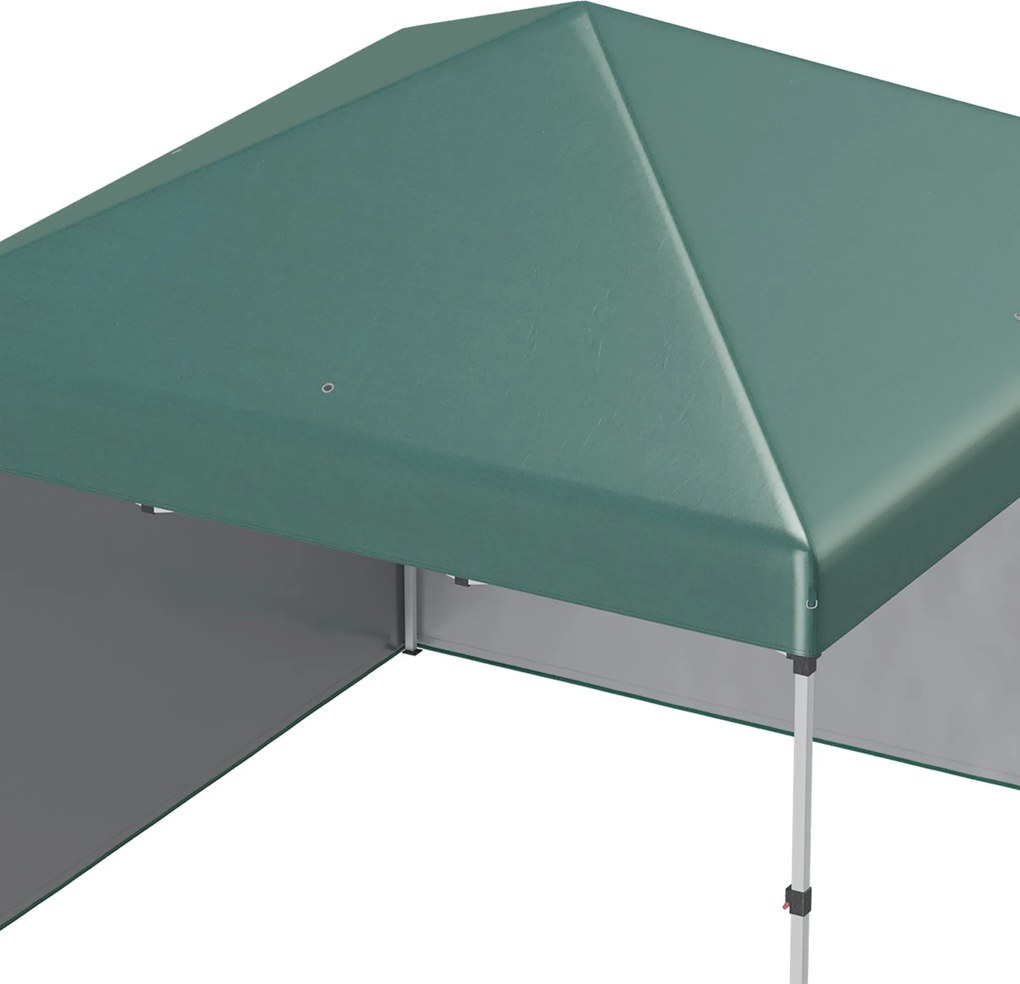 Outsunny Składany Pawilon, 2 Ściany Boczne, Regulowana Wysokość, z Torbą Transportową, Stelaż ze Stali Odporny na Rdzę, 3 x 3 m, Zielony