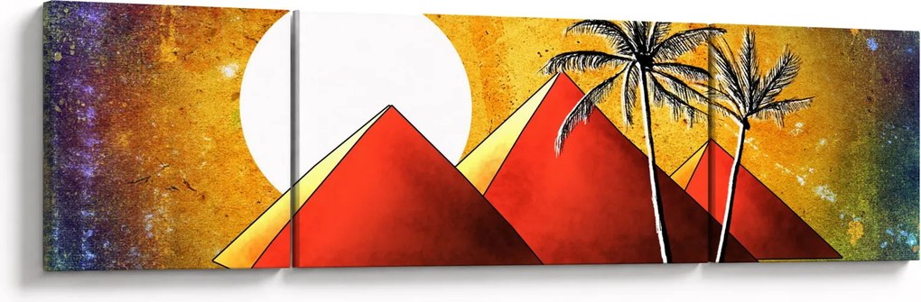 Obraz malowanych egipskich piramid (170x50 cm)