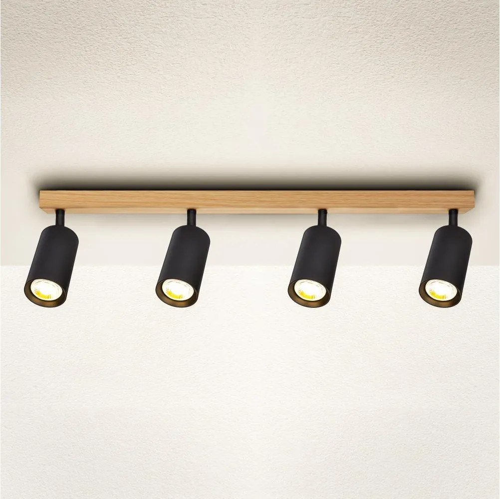 Brilagi - Oprawa punktowa SELE 4xGU10/30W/230V czarna/dekor dębu