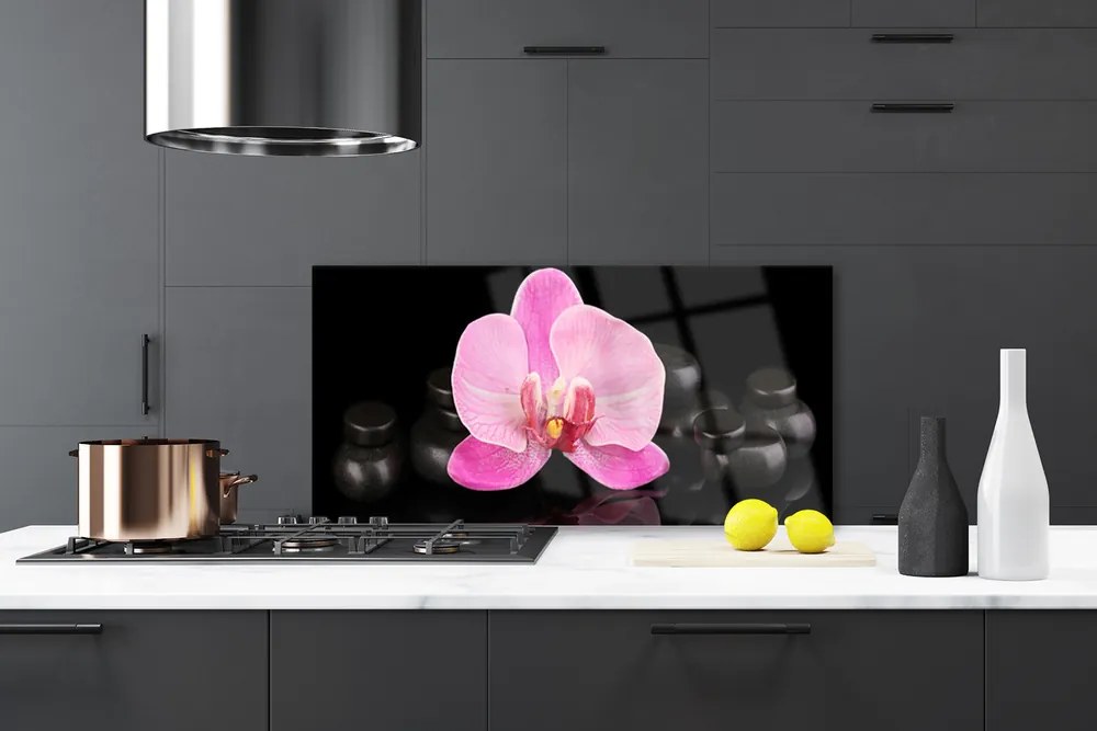 Panel Szklany Równowaga Natury: Kwiat i Kamień