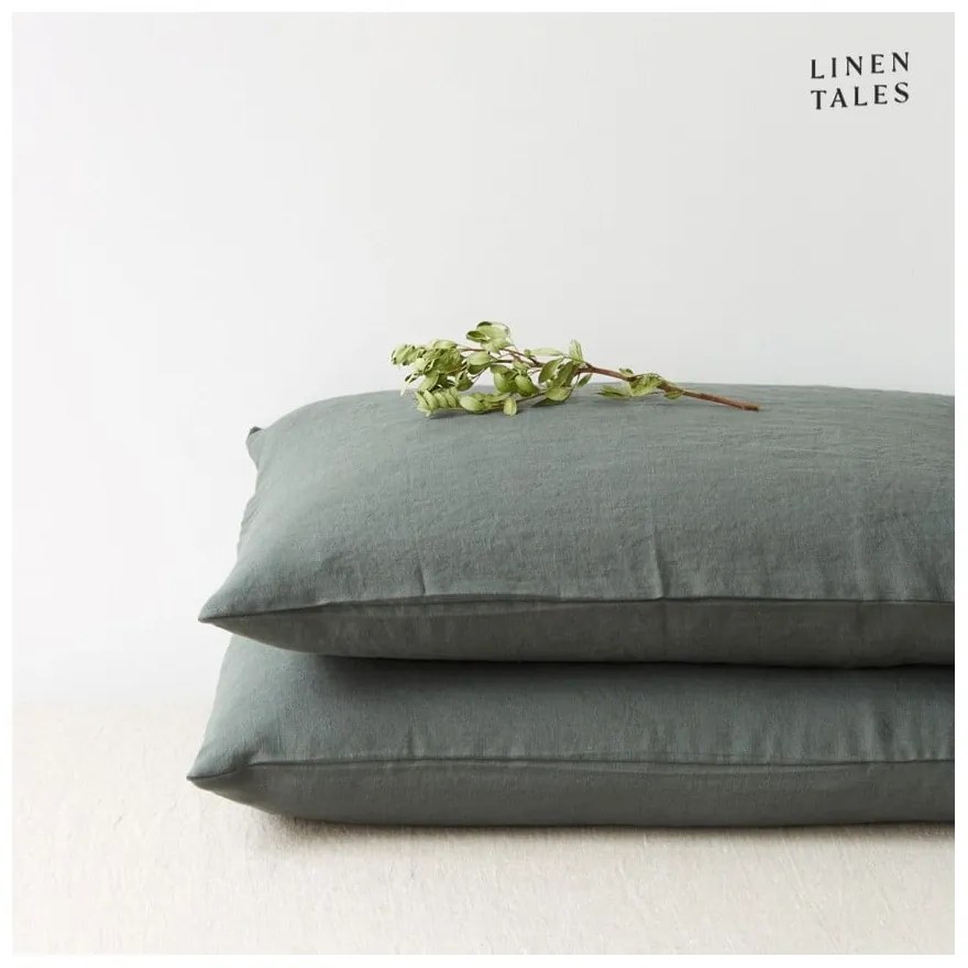 Lniana poszewka na poduszkę 40x40 cm Forest Green – Linen Tales