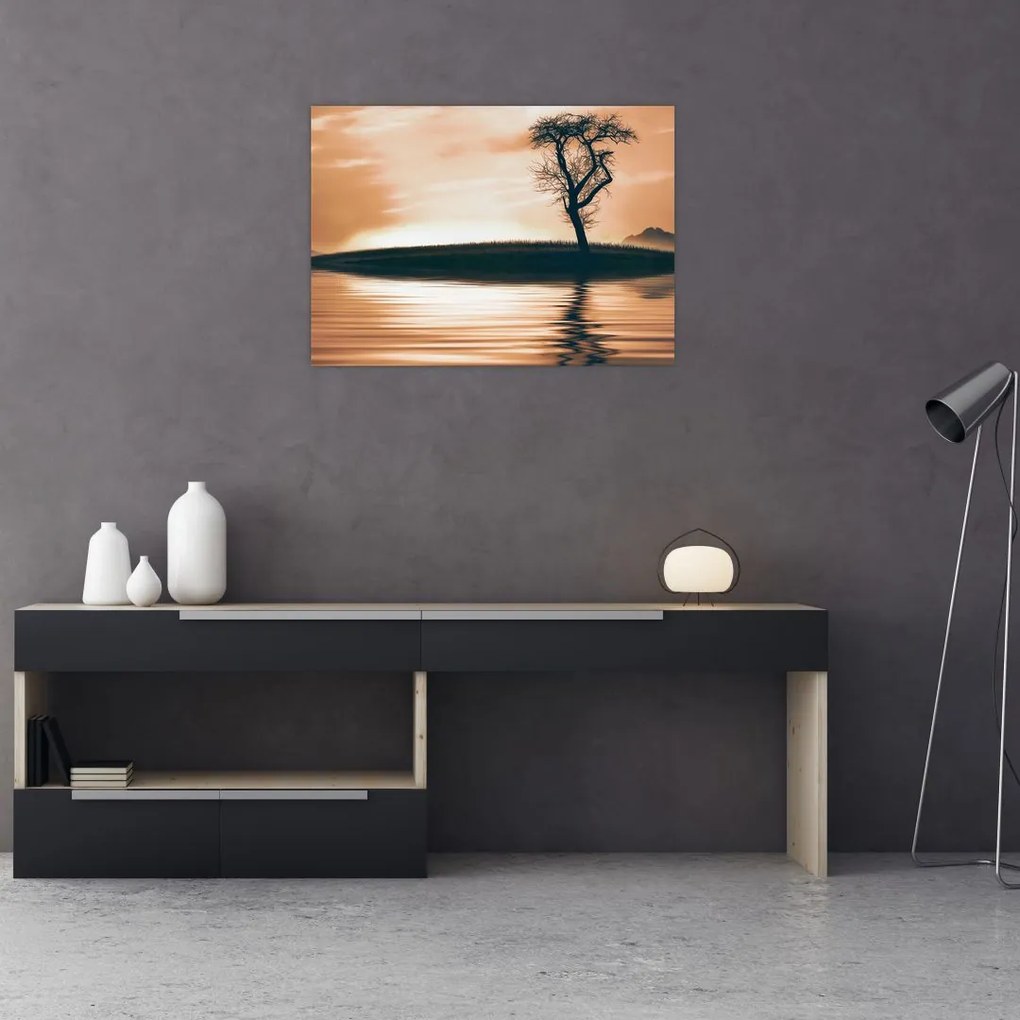 Obraz na szkle drzewa na wyspie (70x50 cm)
