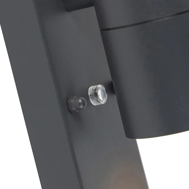 Lampa ścienna zewnętrzna ciemnoszara 2-światłowa z czujnikiem zmierzchu - Duo