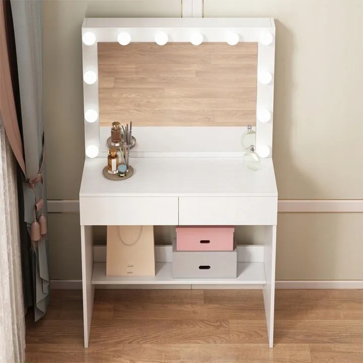 Toaletka kosmetyczna z lustrem LED – nowoczesna toaletka do makijażu i wizażu w stylu loft glamour