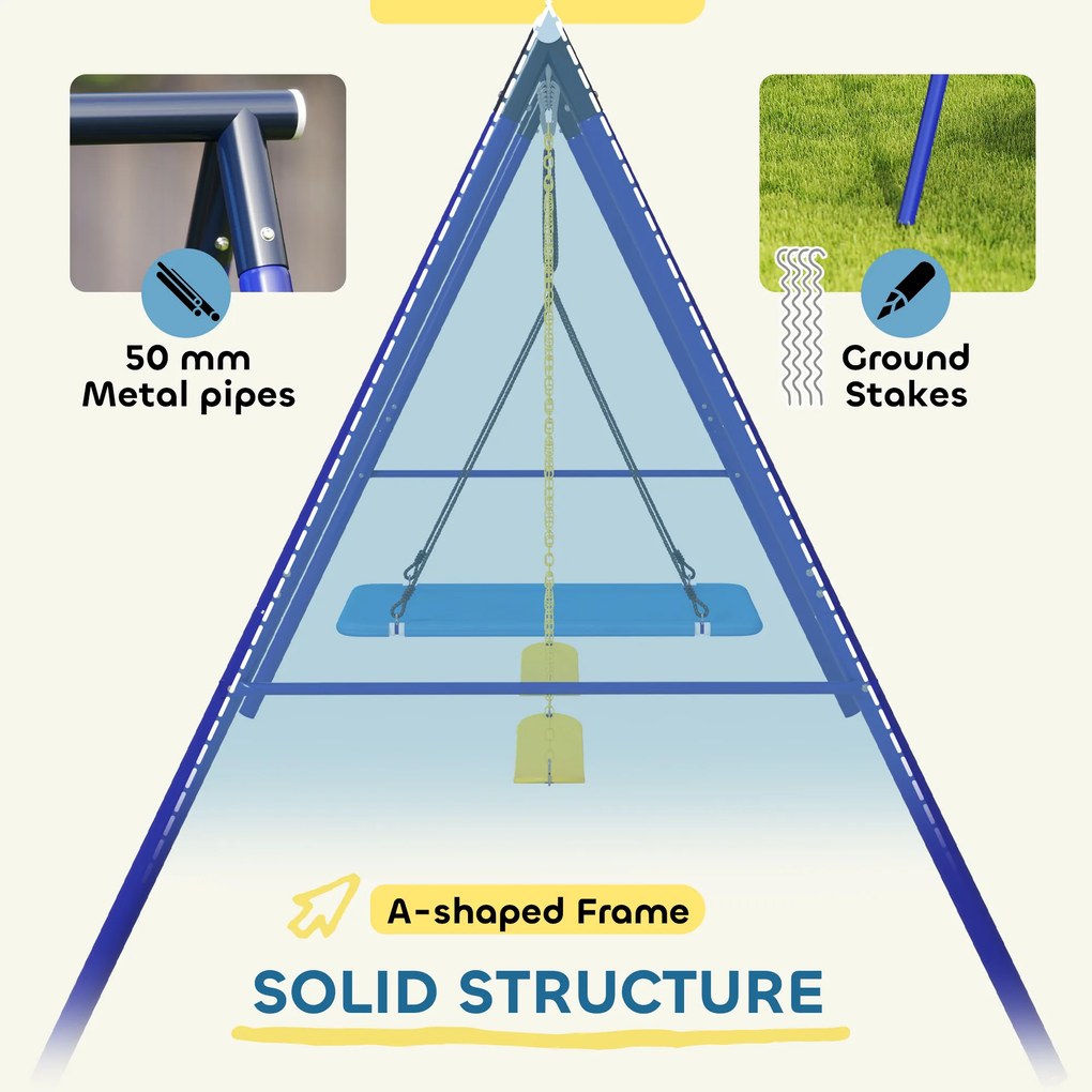 Zestaw Huśtawek AIYAPLAY dla 3 Dzieci, Nośność 120 kg, Huśtawki Ogrodowe, Kolorowe
