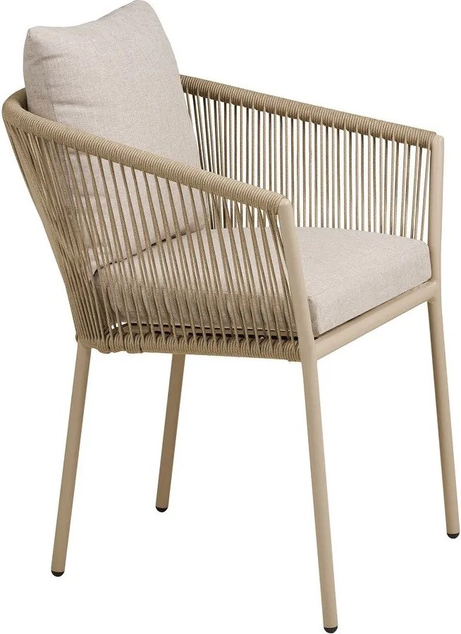 Beżowe metalowe tapicerowane krzesło ogrodowe Salerno – House Nordic