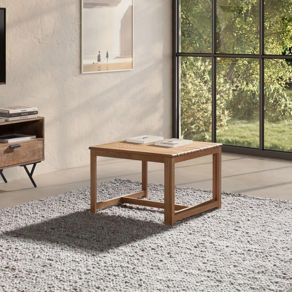 Stolik z litego drewna dębowego w naturalnym kolorze 60x70 cm Unai – MOME