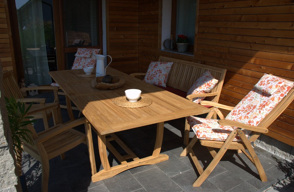 TECTONA - ogrodowy drewniany rozkładany stół tekowy 180/240 x 100 cm - Towar z drobną wadą (N258)