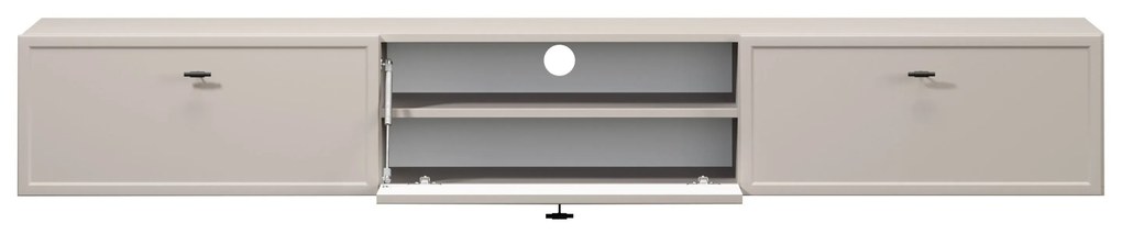 Szafka RTV wisząca Lorini 200 cm z szufladami - kaszmir / czarne uchwyty T-bar