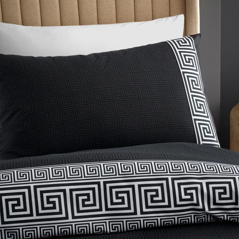 Czarna pościel dwuosobowa 230x220 cm Artemis Greek Key – Catherine Lansfield