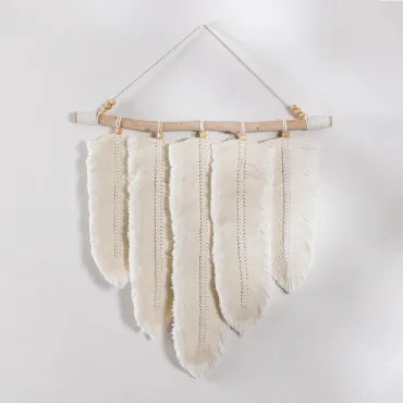 Tapeta Ścienna Z Drewna I Bawełny Terevaka Distressed White - Sklum