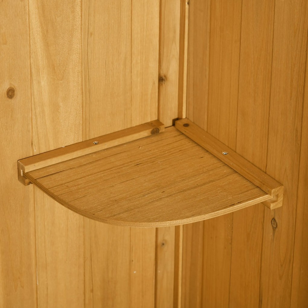 Outsunny szafka ogrodowa szopa na narzędzia z półkami dach z papy drewno żółty