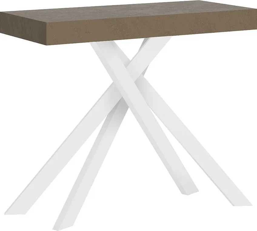 Konsola rozkładana 90x40/300 cm Krack szaro-beżowy białe nogi