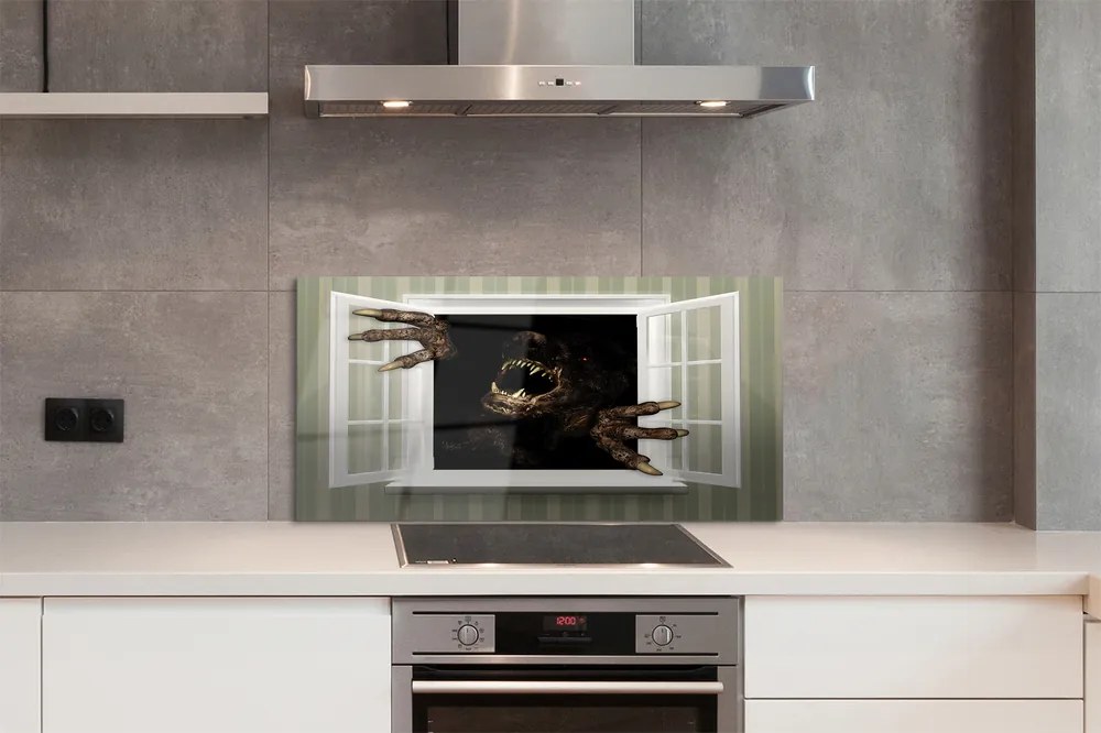 Panel szklany do Kuchni Postać w Mrocznym Oknie