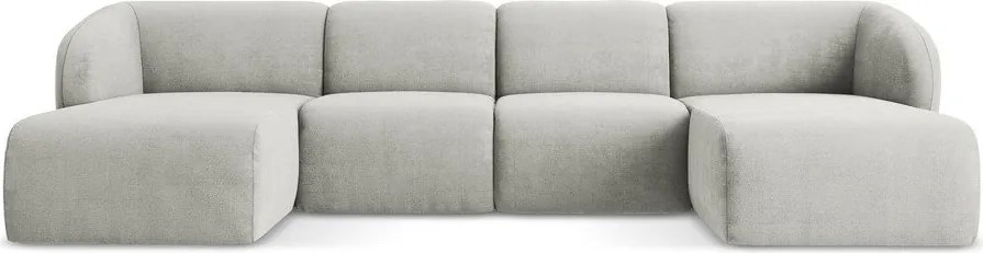 Jasnoszary narożnik z tkaniny szenilowej (w kształcie litery U) Lani – Makamii