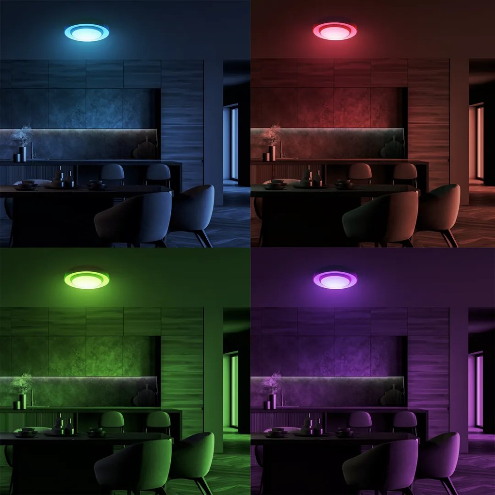 Plafon NAOMI czarna z pilotem SMART Ø380 mm 24W LED RGB