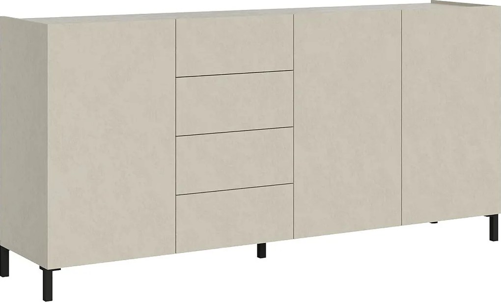 Komoda 3-drzwiowa z 4 szufladami Solaria 174x40x84 cm, biały połysk