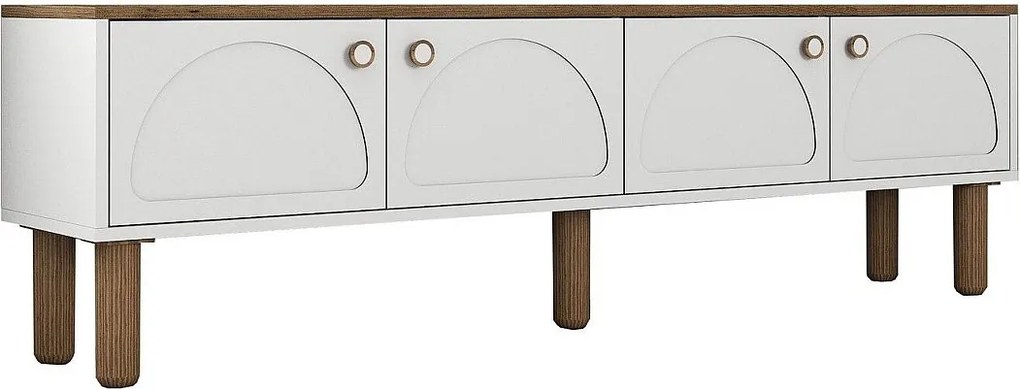 Stojak pod telewizor – 180 cm x 53 cm x 35 cm – Biały – Płyta wiórowa pokryta melaminą