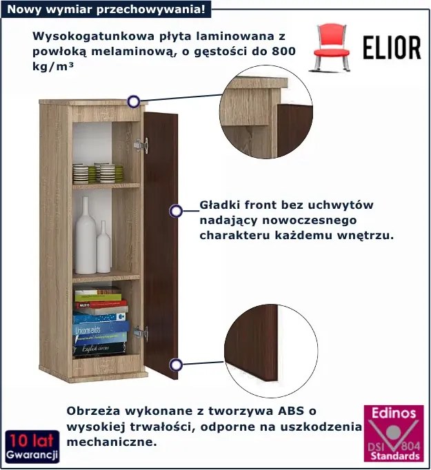 Szafka wisząca do salonu dąb sonoma + wenge T7-L34